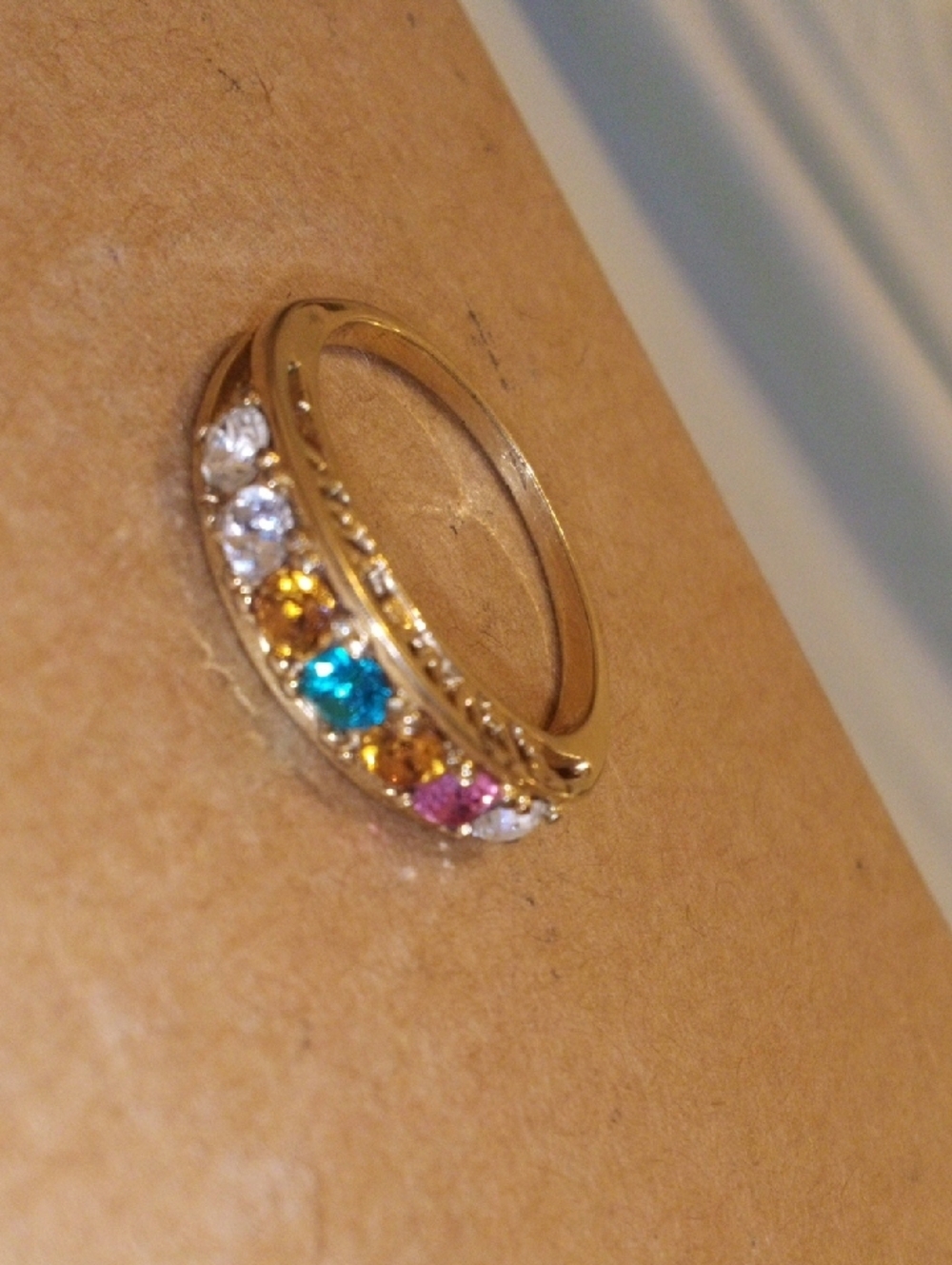 Gold Multi-Stone Women's Ring - Pink, Blue, Yellow, White